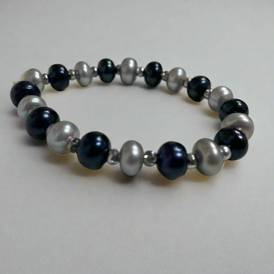 grey and black pearl bracelet