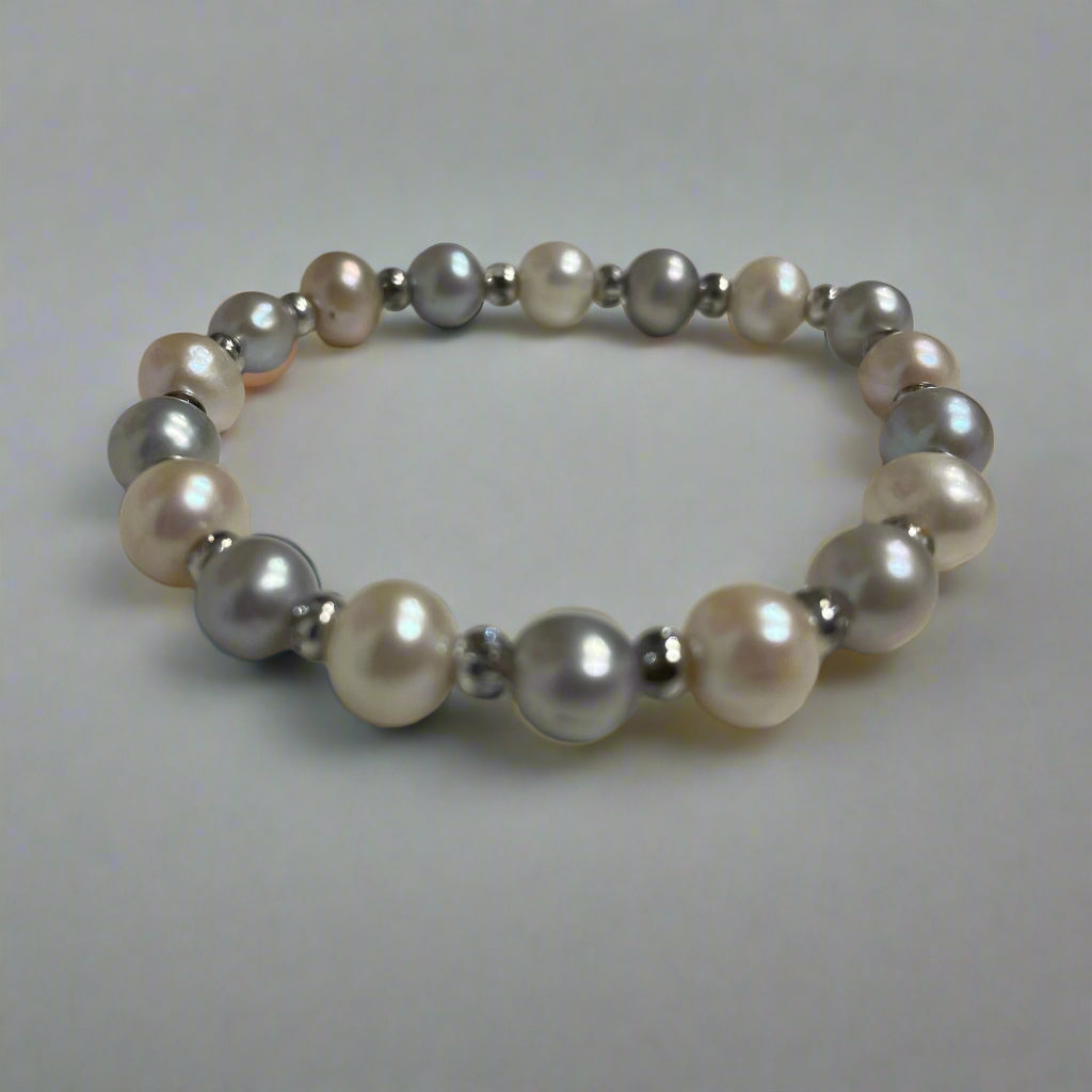 Signature Bracelet - Grey and White - Pearls4Girls
