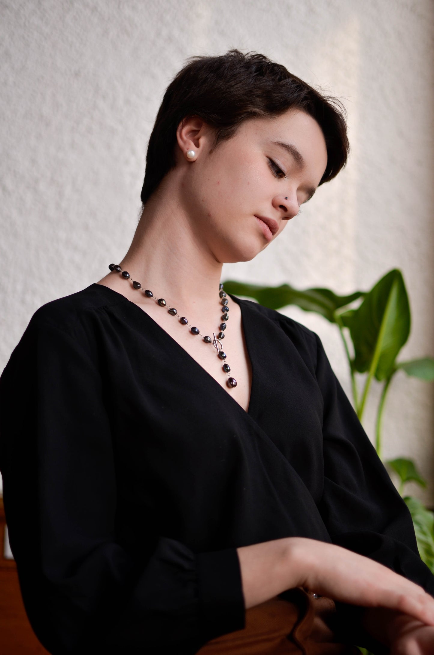 Dark Pearl Drop Necklace - Pearls4Girls