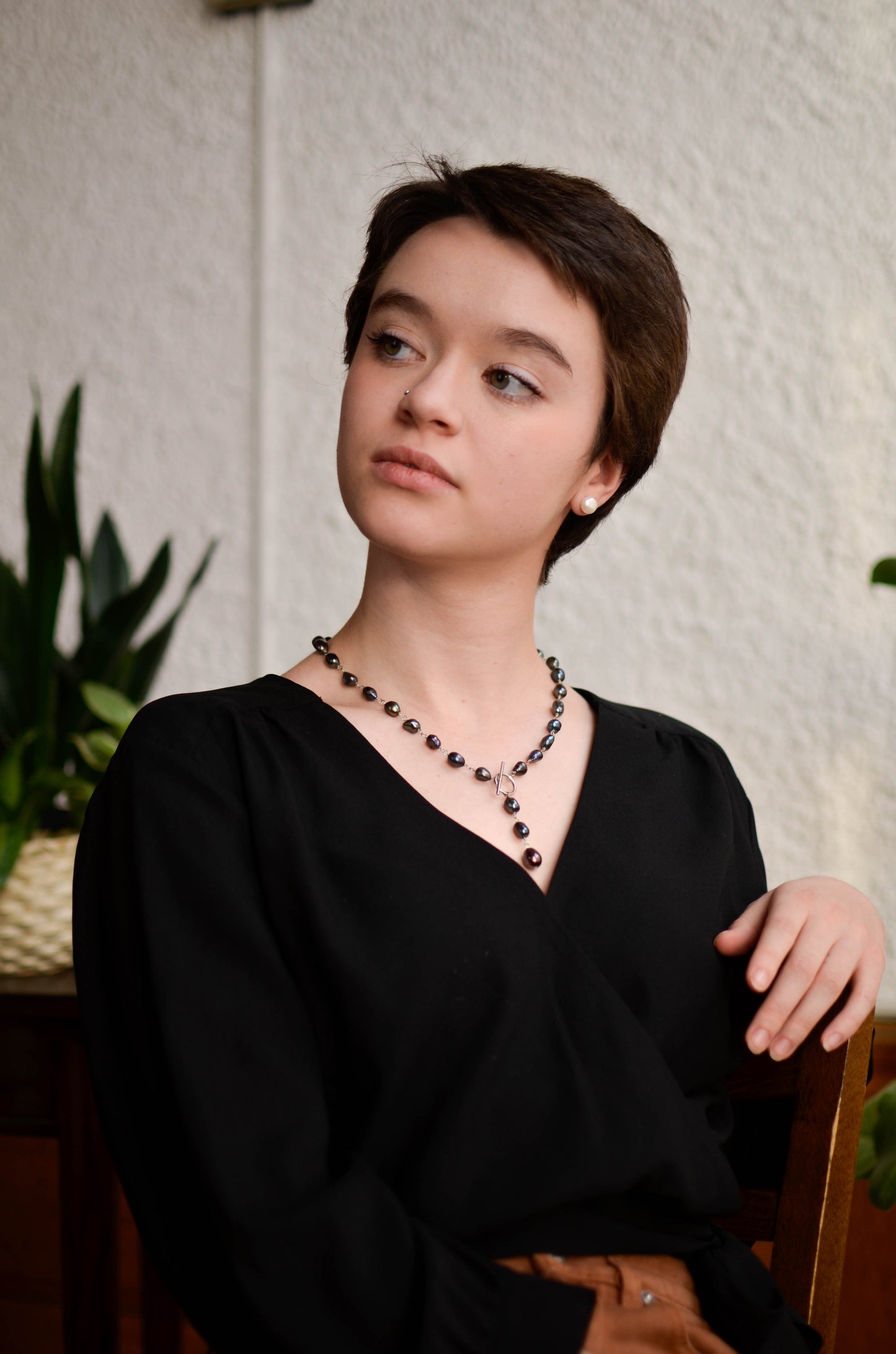 Dark Pearl Drop Necklace - Pearls4Girls
