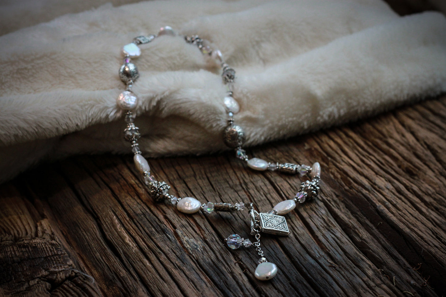 Coin Pearl and Crystal Necklace - Pearls4Girls