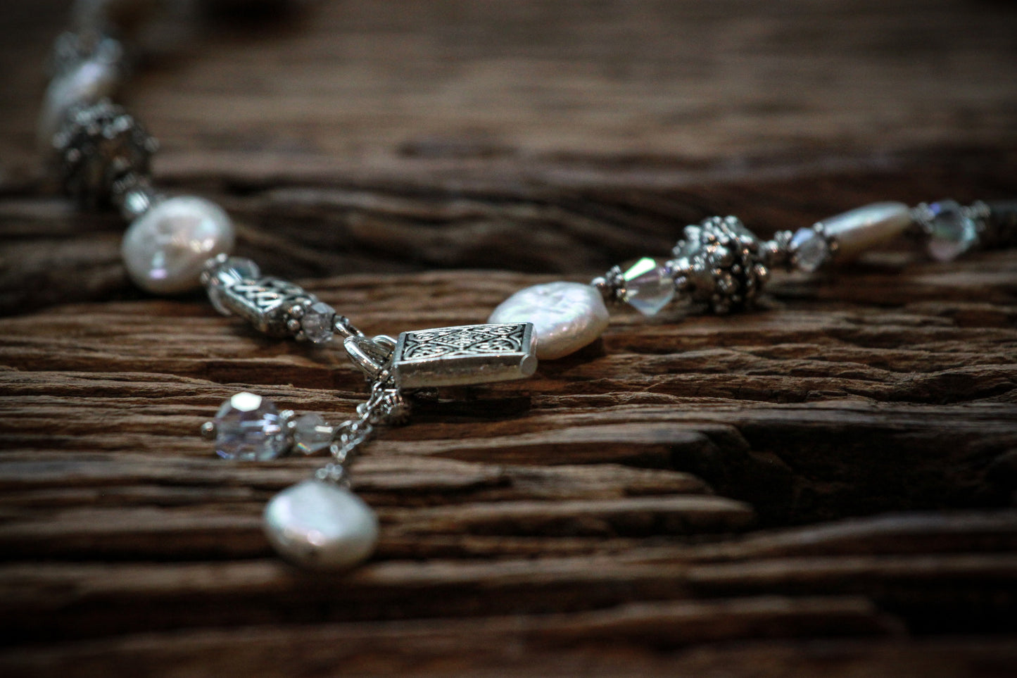 Coin Pearl and Crystal Necklace - Pearls4Girls