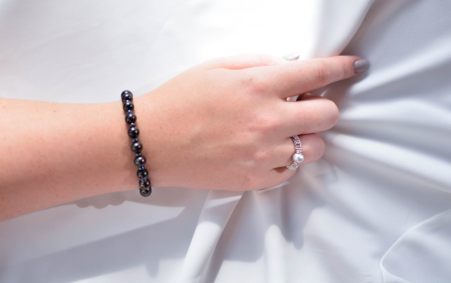 Stretchy Grey Pearl Ring - Pearls4Girls