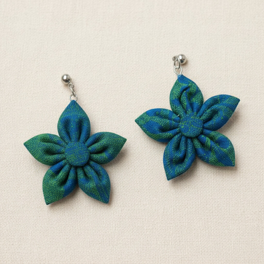 Blue Seshoeshoe Flower Hanging Earrings - Pearls4Girls