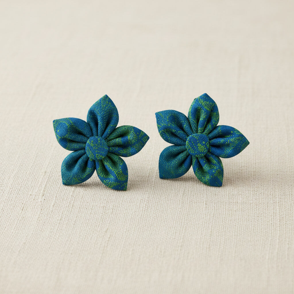 Blue seshoeshoe flower stud earrings | Pearls4Girls