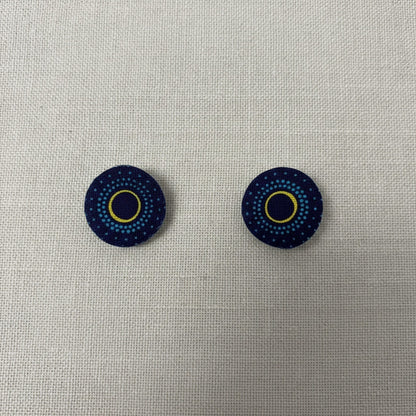 Blue and Yellow Seshoeshoe Stud Earrings - Pearls4Girls