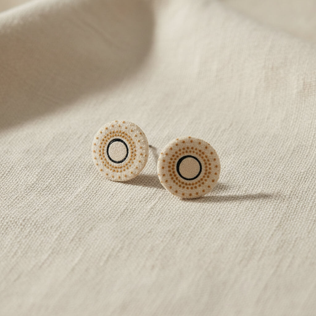 Cream Circle Seshoeshoe Stud Earrings - Pearls4Girls