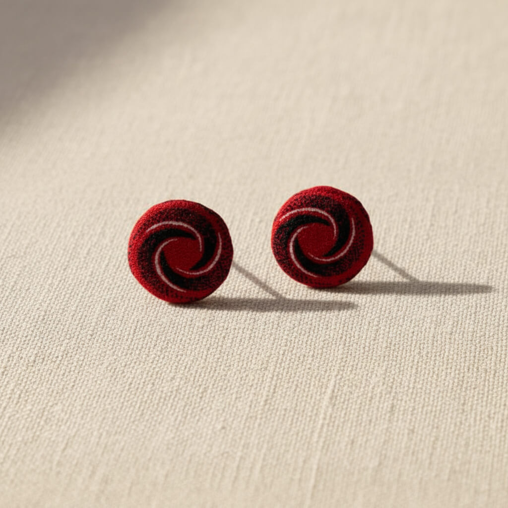 Red Swirl Seshoeshoe Stud Earrings - Pearls4Girls