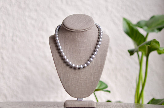 Single Strand Light Grey Pearl Necklace - Pearls4Girls