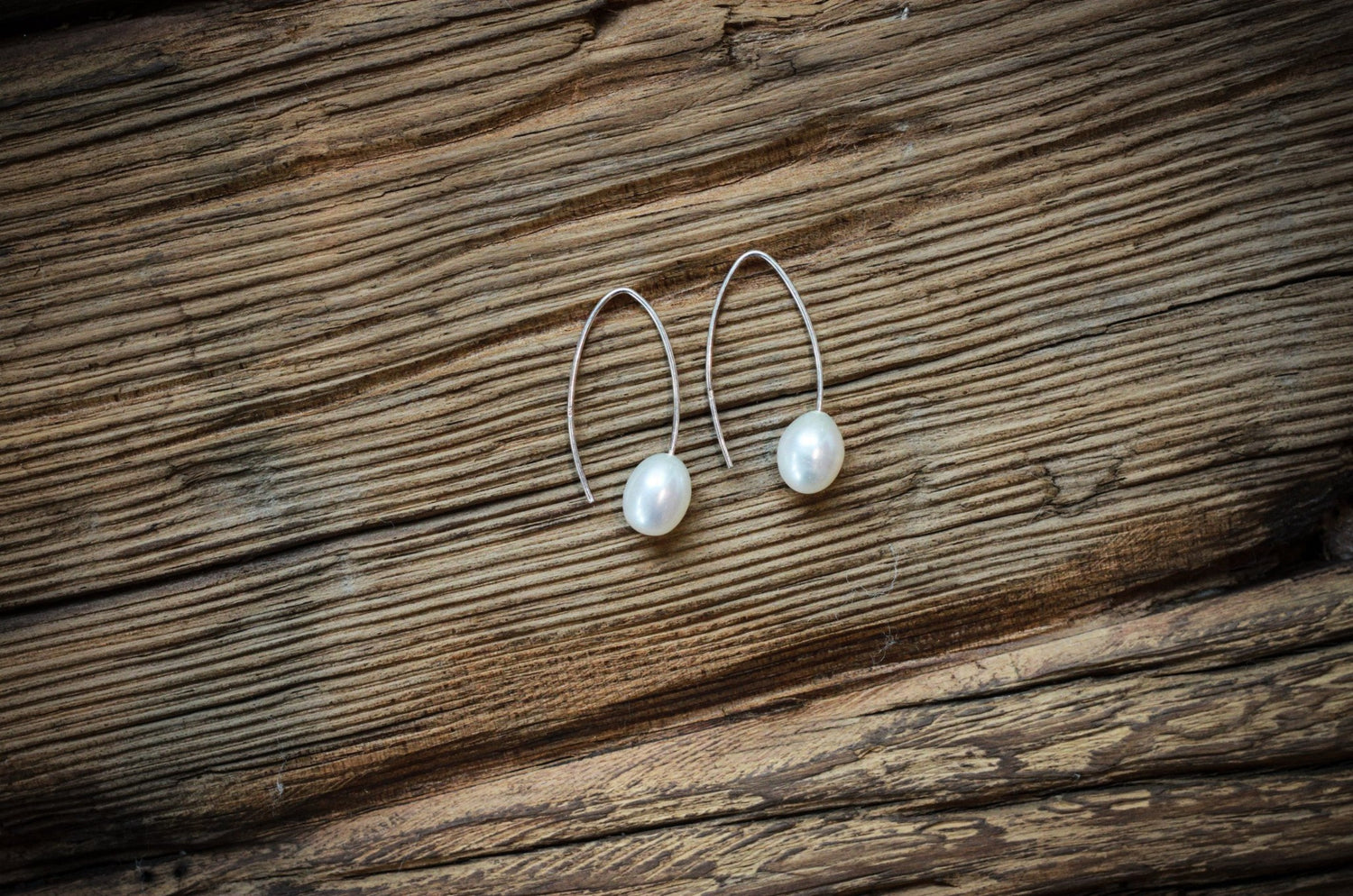 White Sterling Hook Earrings - Pearls4Girls