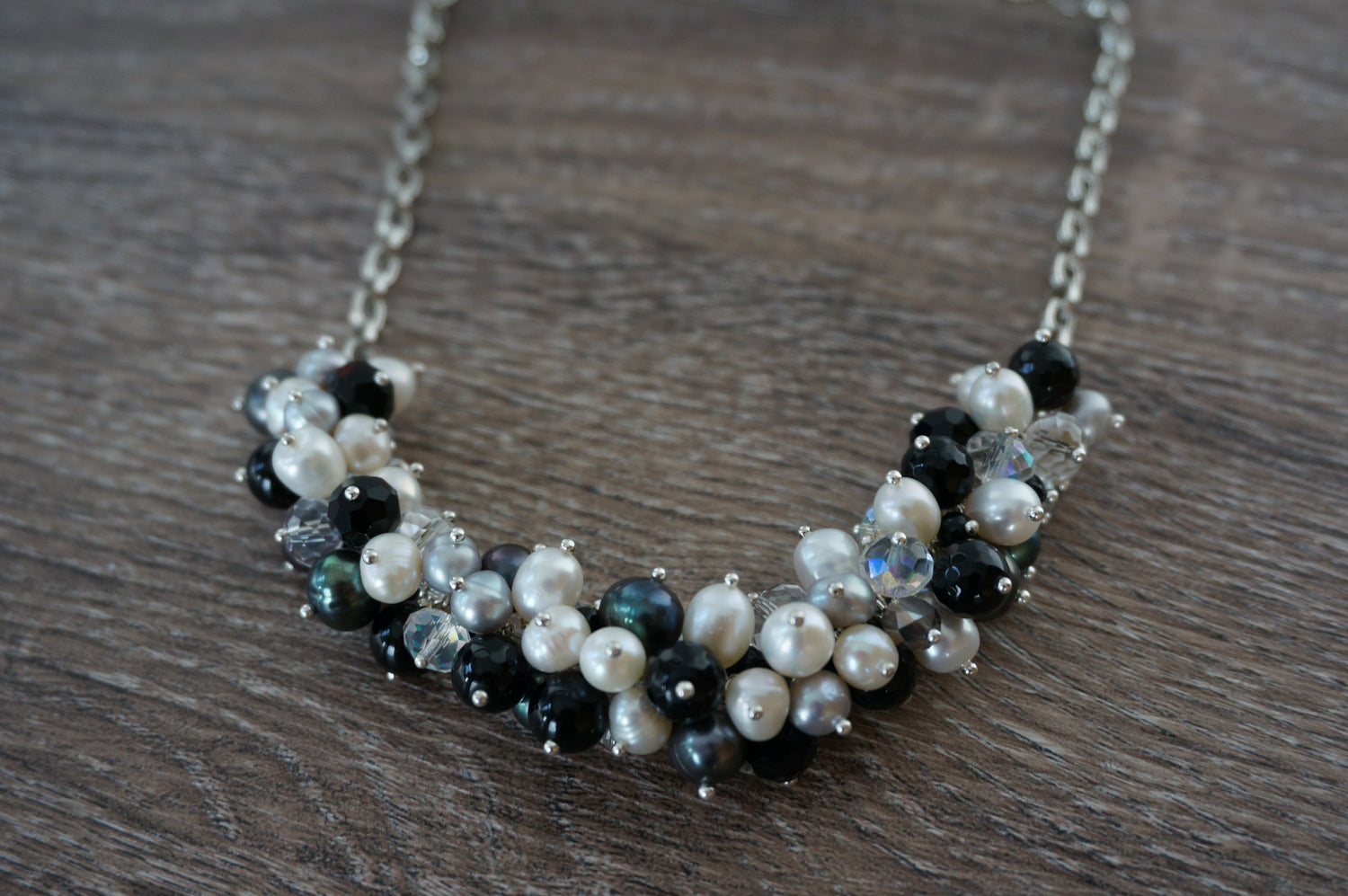 Grey Pearl and Sparkle Bobble Necklace - Pearls4Girls
