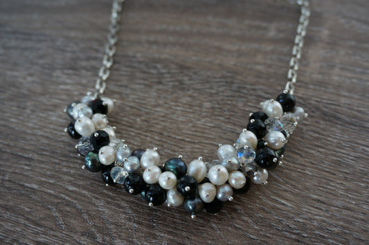 Grey Pearl and Sparkle Bobble Necklace - Pearls4Girls