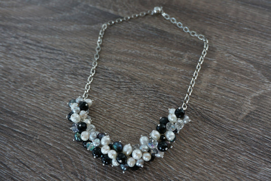 Grey Pearl and Sparkle Bobble Necklace - Pearls4Girls