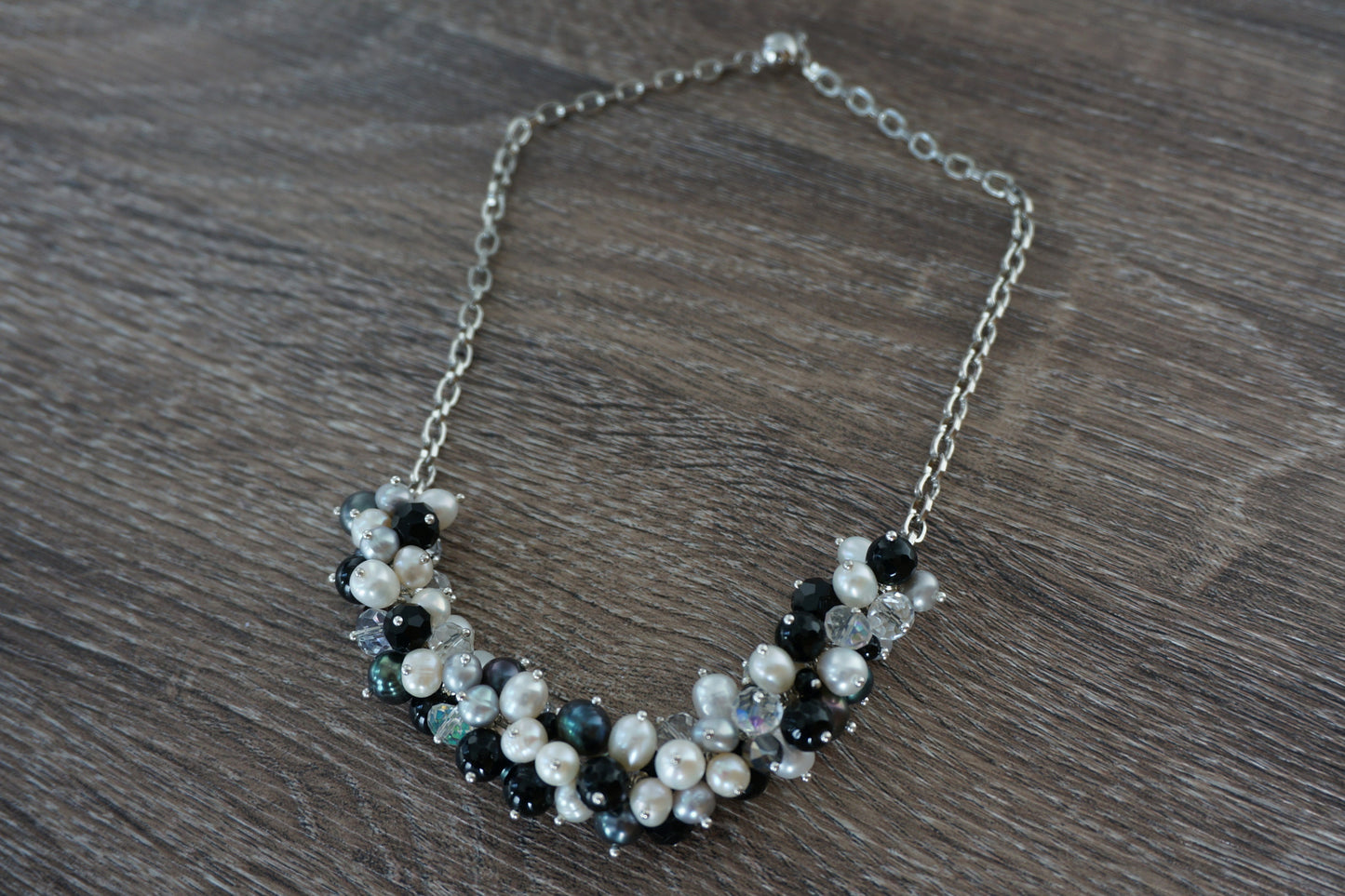 Grey Pearl and Sparkle Bobble Necklace - Pearls4Girls