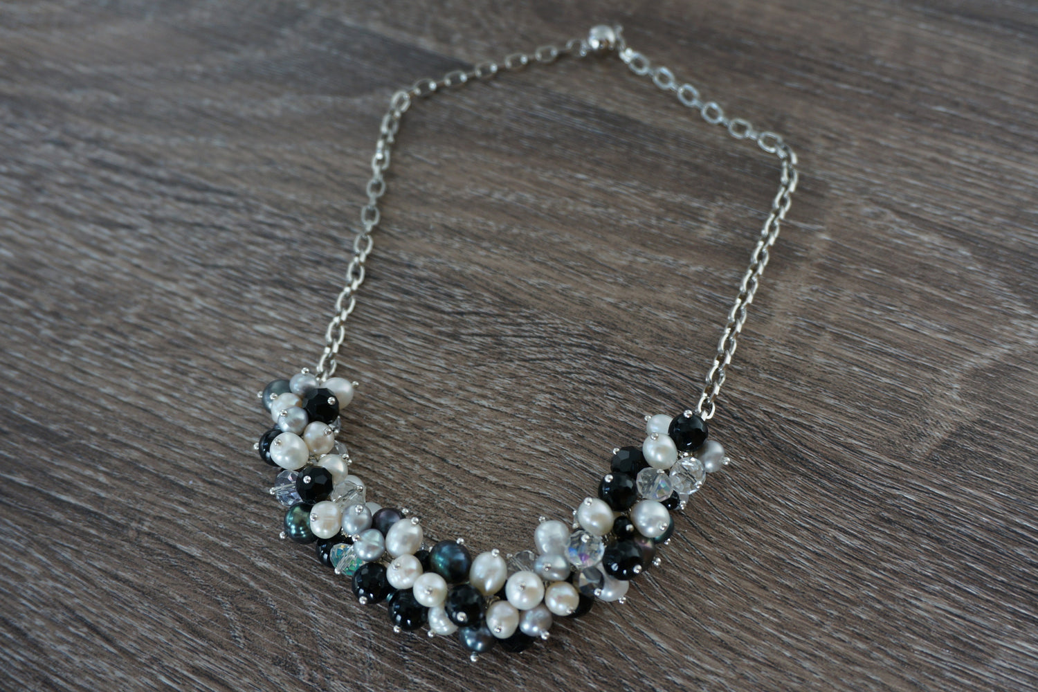 Grey Pearl and Sparkle Bobble Necklace - Pearls4Girls