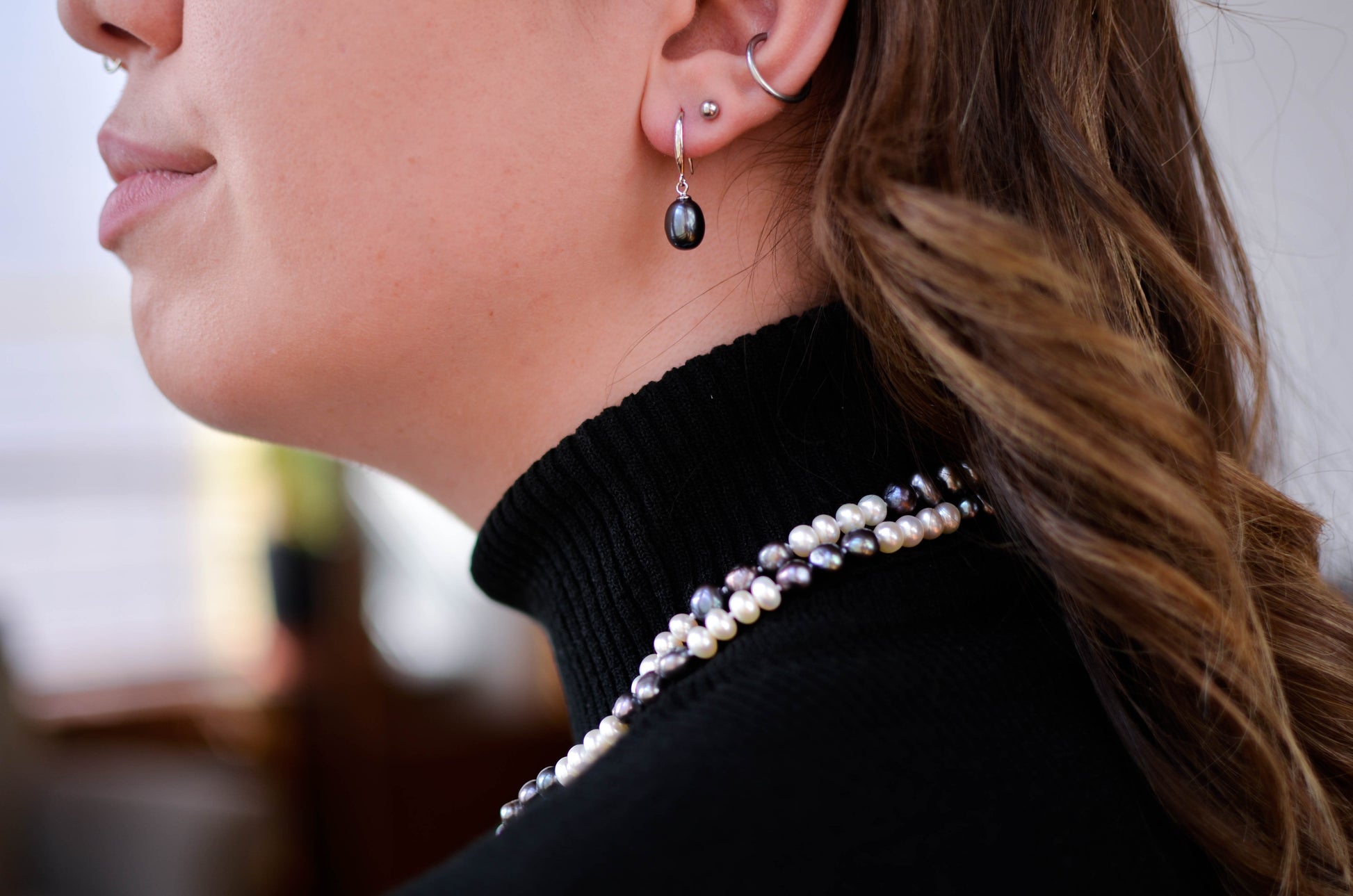 Black Drop Earrings - Pearls4Girls