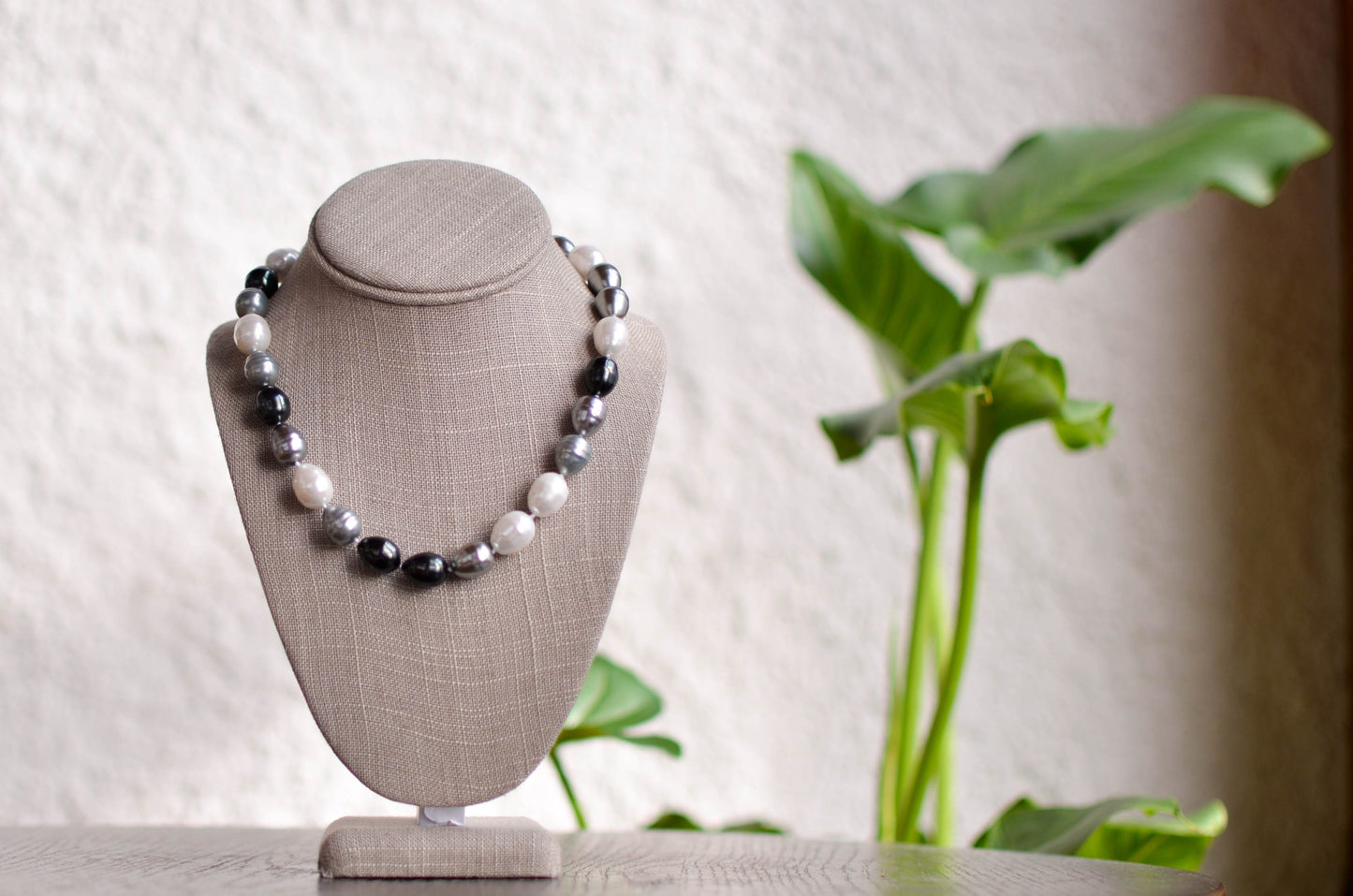 White, Grey and Black Baroque Necklace - Pearls4Girls