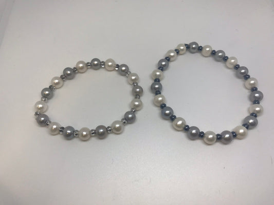 Signature Bracelet - Grey and White - Pearls4Girls