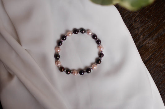 Signature Bracelet - Black and Pink - Pearls4Girls